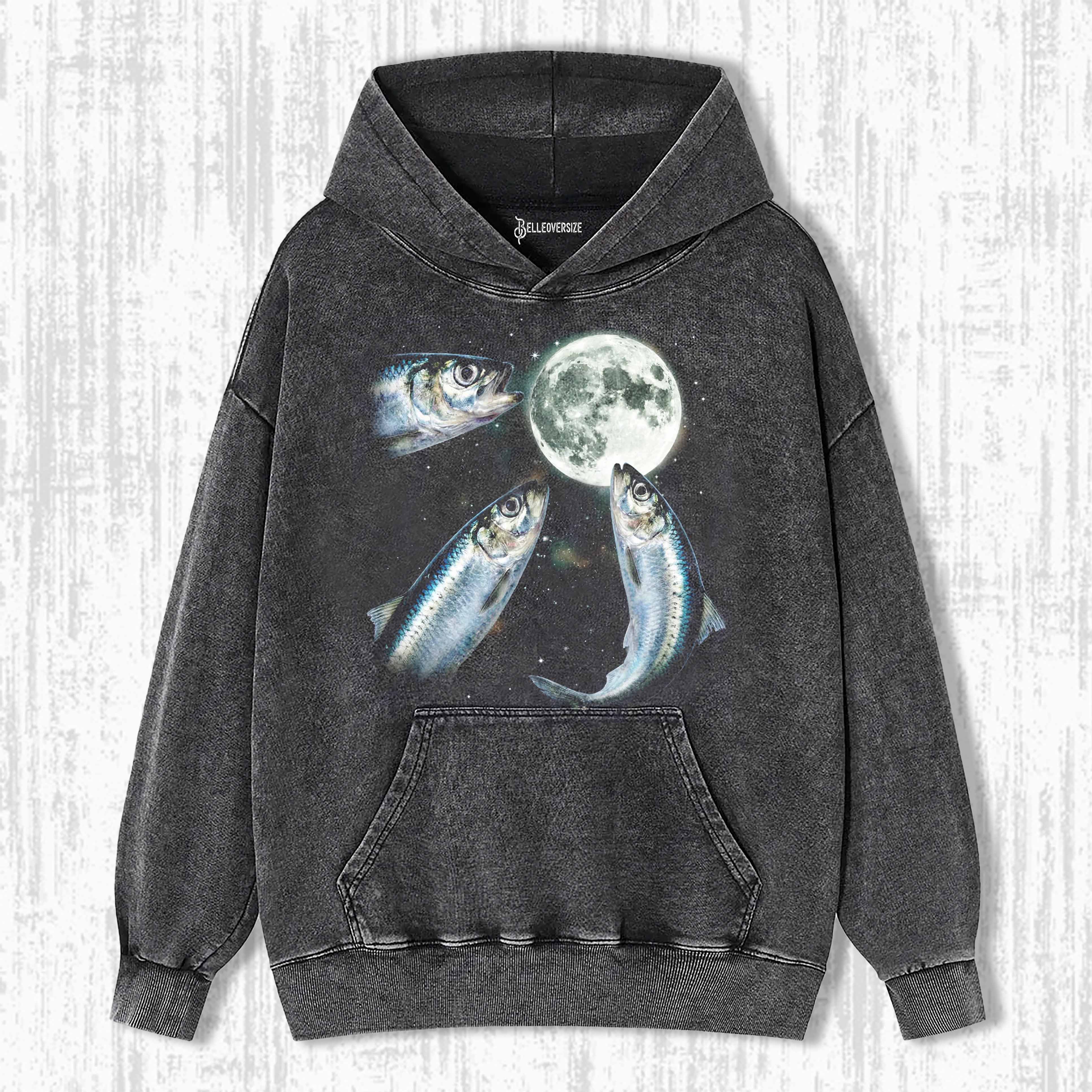 SARDINE HOWLING TO MOON VINTAGE GRAPHIC HOODIE 